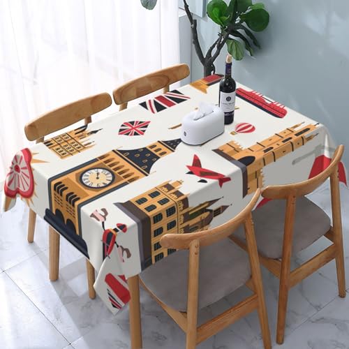 DCARSETCV Rechteckige Tischdecke mit englischen Symbolen, bedruckt, 183 x 137 cm, Stoff-Tischdecke, waschbar, Tischdecke für Küche, Esszimmer, Dekoration, Hochzeitsfeiern DCARSETCV Rechteckige Tischdecke mit englischen Symbolen, bedruckt, 183 x 137 cm, Stoff-Tischdecke, waschbar, Tischdecke für Küche, Esszimmer, Dekoration, Hochzeitsfeiern von DCARSETCV