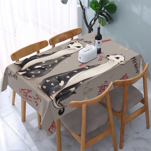 DCARSETCV Rechteckige Tischdecke mit französischem Frettchen-Motiv, bedruckt, 183 x 137 cm, waschbare Tischdecke für Küche, Esszimmer, Dekoration, Hochzeitsfeiern DCARSETCV Rechteckige Tischdecke mit französischem Frettchen-Motiv, bedruckt, 183 x 137 cm, waschbare Tischdecke für Küche, Esszimmer, Dekoration, Hochzeitsfeiern von DCARSETCV