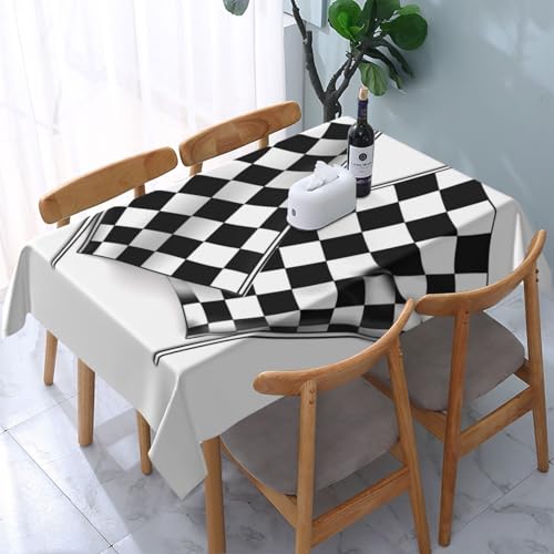 DCARSETCV Rechteckige Tischdecke mit karierten Flaggen, bedruckt, 183 x 137 cm, Stoff-Tischdecke, waschbar, Tischdecke für Küche, Esszimmer, Dekoration, Hochzeitsfeiern DCARSETCV Rechteckige Tischdecke mit karierten Flaggen, bedruckt, 183 x 137 cm, Stoff-Tischdecke, waschbar, Tischdecke für Küche, Esszimmer, Dekoration, Hochzeitsfeiern von DCARSETCV