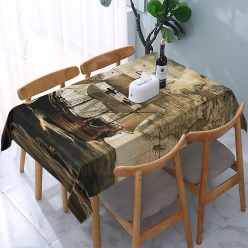 DCARSETCV Rechteckige Tischdecke mit nautischem Segelpiraten-Motiv, bedruckt, 183 x 137 cm, waschbare Tischdecke für Küche, Esszimmer, Dekoration, Hochzeitsfeiern DCARSETCV Rechteckige Tischdecke mit nautischem Segelpiraten-Motiv, bedruckt, 183 x 137 cm, waschbare Tischdecke für Küche, Esszimmer, Dekoration, Hochzeitsfeiern von DCARSETCV