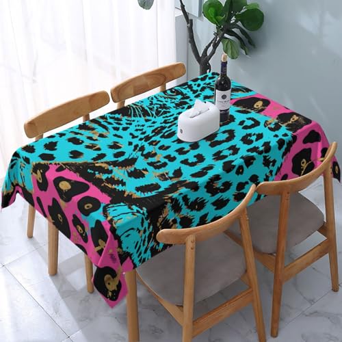DCARSETCV Rechteckige Tischdecke mit niedlichem Leopardenmuster, 183 x 137 cm, waschbare Tischdecke für Küche, Esszimmer, Hochzeit, Partys von DCARSETCV
