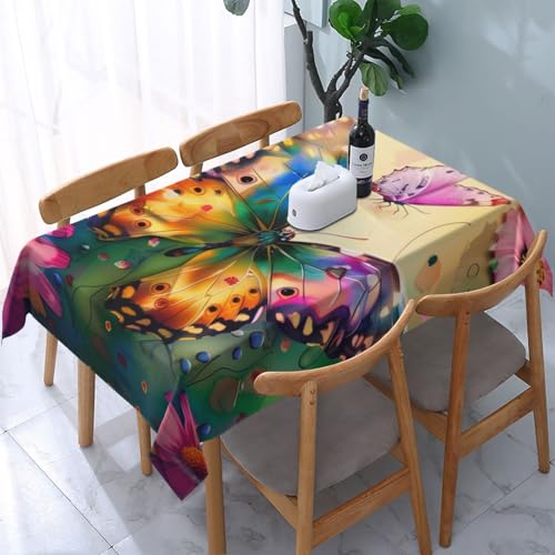 DCARSETCV Rechteckige Tischdecke mit schönem Schmetterlings-Motiv, 183 x 137 cm, waschbare Tischdecke für Küche, Esszimmer, Dekoration, Hochzeitsfeiern DCARSETCV Rechteckige Tischdecke mit schönem Schmetterlings-Motiv, 183 x 137 cm, waschbare Tischdecke für Küche, Esszimmer, Dekoration, Hochzeitsfeiern von DCARSETCV