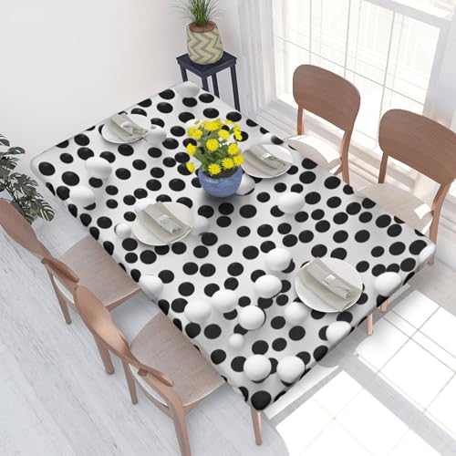 DCARSETCV Rechteckige Tischdecke mit schwarzem und weißem Punktemuster, Blumenmuster, passend für 122 cm Tisch, Stoff, elastischer Rand, Tischdecke für Küche, Esszimmer, Party, Hochzeit DCARSETCV Rechteckige Tischdecke mit schwarzem und weißem Punktemuster, Blumenmuster, passend für 122 cm Tisch, Stoff, elastischer Rand, Tischdecke für Küche, Esszimmer, Party, Hochzeit von DCARSETCV