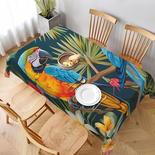 DCARSETCV Rechteckige Tischdecke mit tropischen Pflanzen und Papageien, bedruckt, 228 x 152 cm, Stofftischdecke, waschbar, Tischdecke für Küche, Esszimmer, Dekoration, Hochzeitsfeiern DCARSETCV Rechteckige Tischdecke mit tropischen Pflanzen und Papageien, bedruckt, 228 x 152 cm, Stofftischdecke, waschbar, Tischdecke für Küche, Esszimmer, Dekoration, Hochzeitsfeiern von DCARSETCV