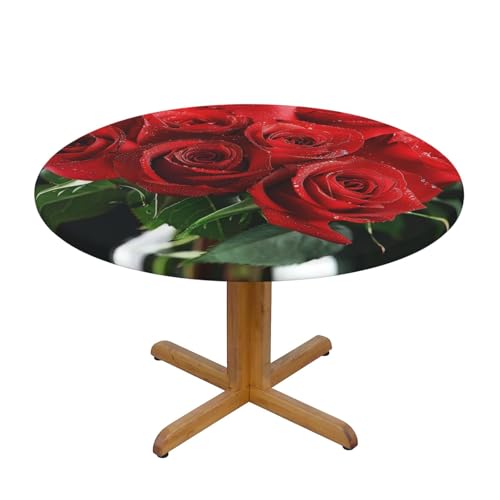 DCARSETCV Rote Rose bedruckte runde Tischdecke, kleine Größe, Stofftischdecke, waschbar, Tischdecke mit elastischem Rand, für Küche, Esszimmer, Hochzeit, Partys DCARSETCV Rote Rose bedruckte runde Tischdecke, kleine Größe, Stofftischdecke, waschbar, Tischdecke mit elastischem Rand, für Küche, Esszimmer, Hochzeit, Partys von DCARSETCV