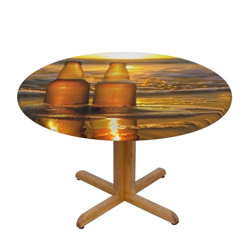 DCARSETCV Runde Tischdecke, Motiv: Flaschen, Bier, Strand, Sonnenuntergang, Zeit, bedruckt, mittelgroß, Stofftischdecke, waschbar, Tischdecke mit elastischem Rand, für Küche, Esszimmer, Hochzeit DCARSETCV Runde Tischdecke, Motiv: Flaschen, Bier, Strand, Sonnenuntergang, Zeit, bedruckt, mittelgroß, Stofftischdecke, waschbar, Tischdecke mit elastischem Rand, für Küche, Esszimmer, Hochzeit von DCARSETCV
