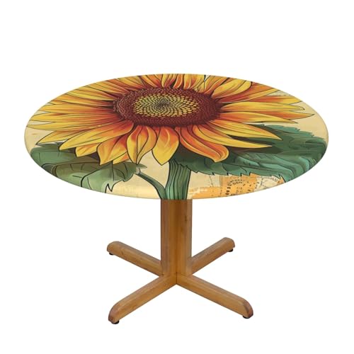DCARSETCV Runde Tischdecke, Retro-Sonnenblumen-Druck, kleine Größe, Stoff-Tischdecke, waschbar, Tischdecke mit elastischem Rand, für Küche, Esszimmer, Hochzeit, Partys DCARSETCV Runde Tischdecke, Retro-Sonnenblumen-Druck, kleine Größe, Stoff-Tischdecke, waschbar, Tischdecke mit elastischem Rand, für Küche, Esszimmer, Hochzeit, Partys von DCARSETCV