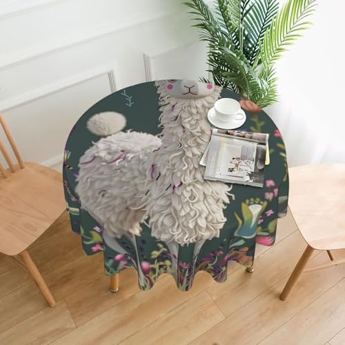 DCARSETCV Runde Tischdecke mit Blumen-Alpaka-Druck, 152,4 cm, Stoff-Tischdecke, waschbar, Tischdecke für Küche, Esszimmer, Dekoration, Hochzeitsfeiern DCARSETCV Runde Tischdecke mit Blumen-Alpaka-Druck, 152,4 cm, Stoff-Tischdecke, waschbar, Tischdecke für Küche, Esszimmer, Dekoration, Hochzeitsfeiern von DCARSETCV