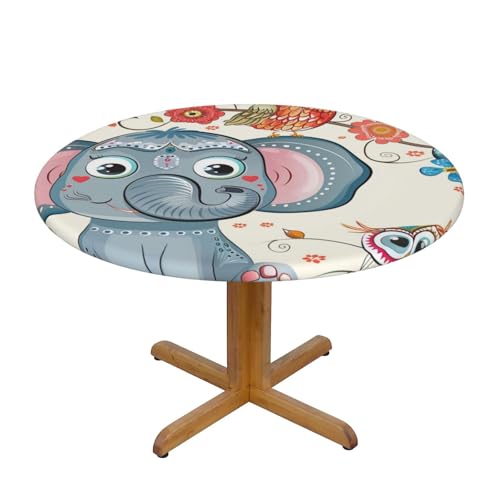 DCARSETCV Runde Tischdecke mit Cartoon-Elefant und Eulen, Blumenmuster, klein, waschbar, Tischdecke mit elastischem Rand, für Küche, Esszimmer, Hochzeit, Partys DCARSETCV Runde Tischdecke mit Cartoon-Elefant und Eulen, Blumenmuster, klein, waschbar, Tischdecke mit elastischem Rand, für Küche, Esszimmer, Hochzeit, Partys von DCARSETCV