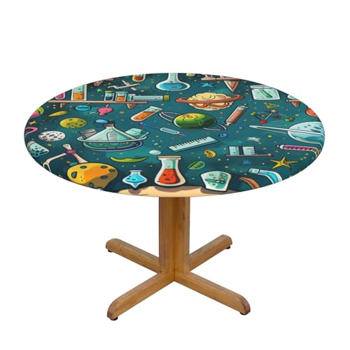 DCARSETCV Runde Tischdecke mit Cartoon-Wissenschaftsthema, klein, waschbar, Tischdecke mit elastischem Rand, für Küche, Esszimmer, Hochzeit, Partys DCARSETCV Runde Tischdecke mit Cartoon-Wissenschaftsthema, klein, waschbar, Tischdecke mit elastischem Rand, für Küche, Esszimmer, Hochzeit, Partys von DCARSETCV