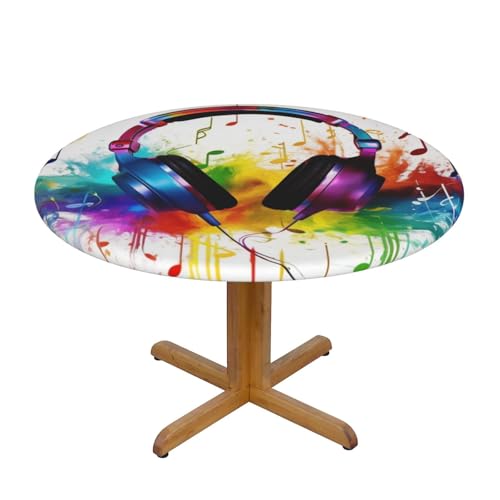 DCARSETCV Runde Tischdecke mit Musikdruck, klein, waschbar, Tischdecke mit elastischem Rand, für Küche, Esszimmer, Hochzeit, Partys DCARSETCV Runde Tischdecke mit Musikdruck, klein, waschbar, Tischdecke mit elastischem Rand, für Küche, Esszimmer, Hochzeit, Partys von DCARSETCV