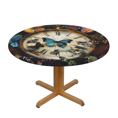 DCARSETCV Runde Tischdecke mit Schmetterlingsuhren, bedruckt, mittelgroß, Stoff, waschbar, Tischdecke mit elastischem Rand, für Küche, Esszimmer, Hochzeit, Partys DCARSETCV Runde Tischdecke mit Schmetterlingsuhren, bedruckt, mittelgroß, Stoff, waschbar, Tischdecke mit elastischem Rand, für Küche, Esszimmer, Hochzeit, Partys von DCARSETCV