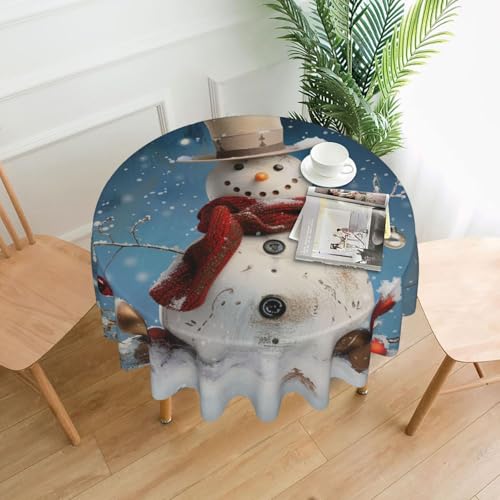 DCARSETCV Runde Tischdecke mit Schneemann-Motiv, 152,4 cm, waschbar, Tischdecke für Küche, Esszimmer, Dekoration, Hochzeitsfeiern DCARSETCV Runde Tischdecke mit Schneemann-Motiv, 152,4 cm, waschbar, Tischdecke für Küche, Esszimmer, Dekoration, Hochzeitsfeiern von DCARSETCV
