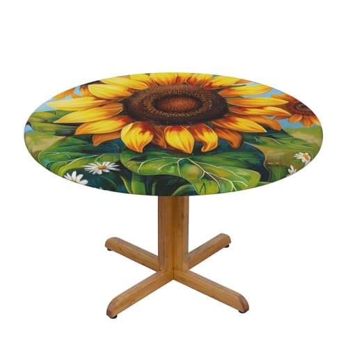 DCARSETCV Runde Tischdecke mit Sommer-Sonnenblumen-Druck, kleine Größe, Stoff-Tischdecke, waschbar, Tischdecke mit elastischem Rand, für Küche, Esszimmer, Hochzeit, Partys DCARSETCV Runde Tischdecke mit Sommer-Sonnenblumen-Druck, kleine Größe, Stoff-Tischdecke, waschbar, Tischdecke mit elastischem Rand, für Küche, Esszimmer, Hochzeit, Partys von DCARSETCV