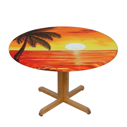 DCARSETCV Runde Tischdecke mit Sonnenuntergangspalmen-Druck, kleine Größe, Stofftischdecke, waschbar, Tischdecke mit elastischem Rand, für Küche, Esszimmer, Hochzeit, Partys DCARSETCV Runde Tischdecke mit Sonnenuntergangspalmen-Druck, kleine Größe, Stofftischdecke, waschbar, Tischdecke mit elastischem Rand, für Küche, Esszimmer, Hochzeit, Partys von DCARSETCV