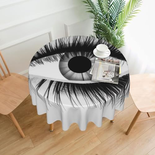 DCARSETCV Runde Tischdecke mit Wimperndruck, 152,4 cm, Stoff-Tischdecke, waschbar, Tischdecke für Küche, Esszimmer, Dekoration, Hochzeitsfeiern DCARSETCV Runde Tischdecke mit Wimperndruck, 152,4 cm, Stoff-Tischdecke, waschbar, Tischdecke für Küche, Esszimmer, Dekoration, Hochzeitsfeiern von DCARSETCV