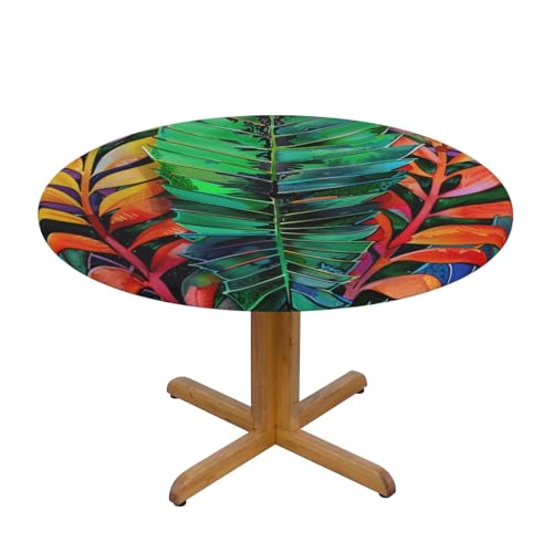 DCARSETCV Runde Tischdecke mit buntem tropischem Blatt-Druck, mittelgroß, Stofftischdecke, waschbar, Tischdecke mit elastischem Rand, für Küche, Esszimmer, Hochzeit, Partys DCARSETCV Runde Tischdecke mit buntem tropischem Blatt-Druck, mittelgroß, Stofftischdecke, waschbar, Tischdecke mit elastischem Rand, für Küche, Esszimmer, Hochzeit, Partys von DCARSETCV