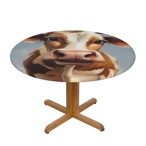 DCARSETCV Runde Tischdecke mit niedlichem Kuh-Druck, kleine Größe, Stoff-Tischdecke, waschbar, Tischdecke mit elastischem Rand, für Küche, Esszimmer, Hochzeit, Partys DCARSETCV Runde Tischdecke mit niedlichem Kuh-Druck, kleine Größe, Stoff-Tischdecke, waschbar, Tischdecke mit elastischem Rand, für Küche, Esszimmer, Hochzeit, Partys von DCARSETCV