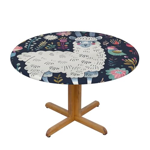 DCARSETCV Runde Tischdecke mit niedlichem Lama-Blumendruck, mittelgroß, Stoff-Tischdecke, waschbar, Tischdecke mit elastischem Rand, für Küche, Esszimmer, Hochzeit, Partys DCARSETCV Runde Tischdecke mit niedlichem Lama-Blumendruck, mittelgroß, Stoff-Tischdecke, waschbar, Tischdecke mit elastischem Rand, für Küche, Esszimmer, Hochzeit, Partys von DCARSETCV