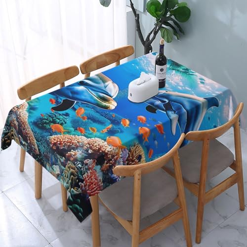 DCARSETCV Schöne Unterwasserwelt Delfine Koralle bedruckte rechteckige Tischdecke 183 x 137 cm Stofftischdecke waschbare Tischdecke für Küche, Esszimmer, Dekoration, Hochzeitsfeiern DCARSETCV Schöne Unterwasserwelt Delfine Koralle bedruckte rechteckige Tischdecke 183 x 137 cm Stofftischdecke waschbare Tischdecke für Küche, Esszimmer, Dekoration, Hochzeitsfeiern von DCARSETCV
