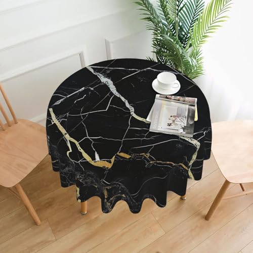 DCARSETCV Schwarze Tischdecke mit Marmor-Druck, rund, 152,4 cm, Stoff-Tischdecke, waschbar, Tischdecke für Küche, Esszimmer, Dekoration, Hochzeitsfeiern DCARSETCV Schwarze Tischdecke mit Marmor-Druck, rund, 152,4 cm, Stoff-Tischdecke, waschbar, Tischdecke für Küche, Esszimmer, Dekoration, Hochzeitsfeiern von DCARSETCV