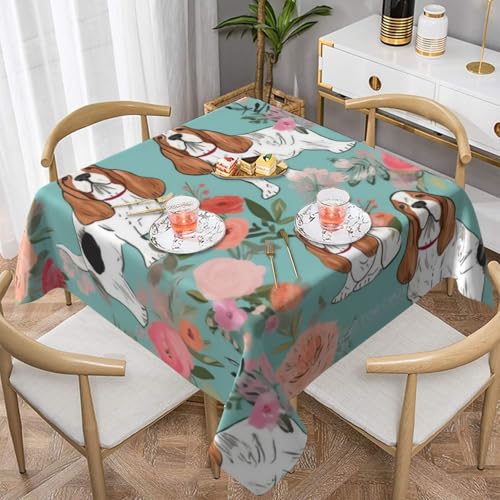 DCARSETCV Sweet Basset Hound Florals bedruckte quadratische Tischdecke, 152,4 x 152,4 cm, Stoff-Tischdecke, waschbar, Tischdecke für Küche, Esszimmer, Hochzeit, Partys DCARSETCV Sweet Basset Hound Florals bedruckte quadratische Tischdecke, 152,4 x 152,4 cm, Stoff-Tischdecke, waschbar, Tischdecke für Küche, Esszimmer, Hochzeit, Partys von DCARSETCV