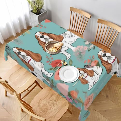DCARSETCV Sweet Basset Hound Florals bedruckte rechteckige Tischdecke, 228 x 152 cm, Stofftischdecke, waschbar, Tischdecke für Küche, Esszimmer, Dekoration, Hochzeitsfeiern DCARSETCV Sweet Basset Hound Florals bedruckte rechteckige Tischdecke, 228 x 152 cm, Stofftischdecke, waschbar, Tischdecke für Küche, Esszimmer, Dekoration, Hochzeitsfeiern von DCARSETCV