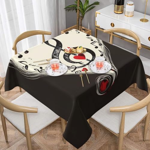 DCARSETCV Tischdecke, Motiv: Musiksymbole, Liebe, bedruckt, quadratisch, 152,4 x 152,4 cm, waschbar, Tischdecke für Küche, Esszimmer, Hochzeit, Partys DCARSETCV Tischdecke, Motiv: Musiksymbole, Liebe, bedruckt, quadratisch, 152,4 x 152,4 cm, waschbar, Tischdecke für Küche, Esszimmer, Hochzeit, Partys von DCARSETCV