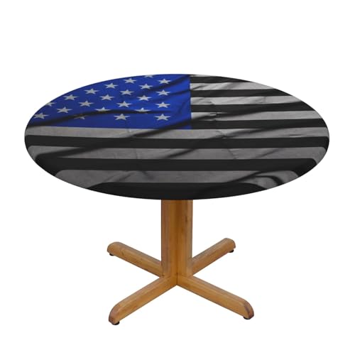 DCARSETCV Tischdecke, Motiv: USA-Flagge, bedruckt, rund, mittelgroß, waschbar, Tischdecke mit elastischem Rand, für Küche, Esszimmer, Hochzeit, Partys von DCARSETCV
