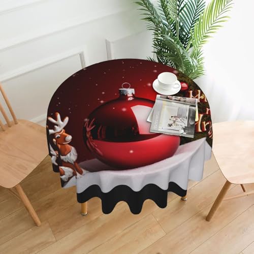 DCARSETCV Tischdecke mit Aufschrift "Merry Christmas", rund, 152,4 cm, waschbar, Tischdecke für Küche, Esszimmer, Hochzeit, Partys DCARSETCV Tischdecke mit Aufschrift "Merry Christmas", rund, 152,4 cm, waschbar, Tischdecke für Küche, Esszimmer, Hochzeit, Partys von DCARSETCV