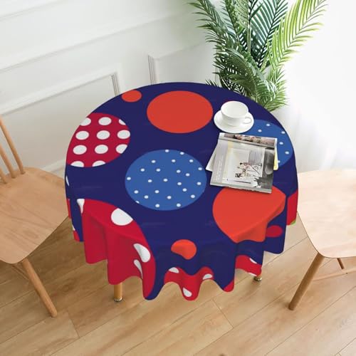 DCARSETCV Tischdecke mit rot-weißen Punkten, bedruckt, rund, 152,4 cm, Stoff-Tischdecke, waschbar, Tischdecke für Küche, Esszimmer, Hochzeit, Partys DCARSETCV Tischdecke mit rot-weißen Punkten, bedruckt, rund, 152,4 cm, Stoff-Tischdecke, waschbar, Tischdecke für Küche, Esszimmer, Hochzeit, Partys von DCARSETCV