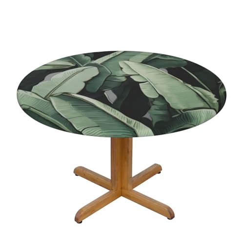 DCARSETCV Tropische Bananen-Palmenblätter, Kunstdruck, runde Tischdecke, kleine Größe, Stoff-Tischdecke, waschbar, Tischdecke mit elastischem Rand, für Küche, Esszimmer, Hochzeit, Partys DCARSETCV Tropische Bananen-Palmenblätter, Kunstdruck, runde Tischdecke, kleine Größe, Stoff-Tischdecke, waschbar, Tischdecke mit elastischem Rand, für Küche, Esszimmer, Hochzeit, Partys von DCARSETCV