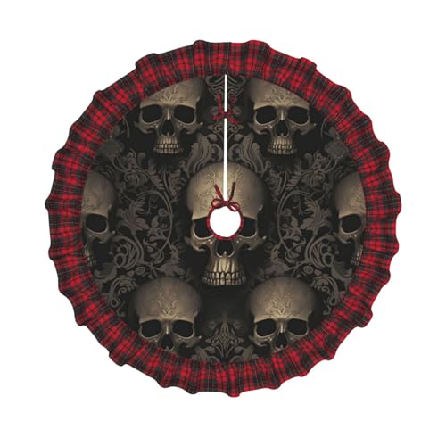 Gotische Tapete mit Totenkopf-Druck, Weihnachtsbaum-Rock, 121,9 cm, Weihnachtsbaum-Abdeckung, Matte, Dekoration, Bauernhaus, Baumröcke mit roten Karo-Dekorationen für Zuhause, Party, Urlaub Gotische Tapete mit Totenkopf-Druck, Weihnachtsbaum-Rock, 121,9 cm, Weihnachtsbaum-Abdeckung, Matte, Dekoration, Bauernhaus, Baumröcke mit roten Karo-Dekorationen für Zuhause, Party, Urlaub von DCARSETCV