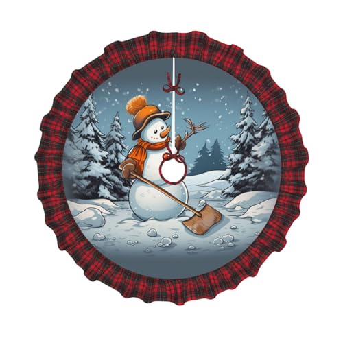 Harter Schneemann bedruckter Weihnachtsbaumrock, 121,9 cm, Weihnachtsbaum-Abdeckung, Matte, Dekoration, Bauernhaus-Baumröcke mit roten Karo-Dekorationen für Zuhause, Party, Urlaub, Dekoration Harter Schneemann bedruckter Weihnachtsbaumrock, 121,9 cm, Weihnachtsbaum-Abdeckung, Matte, Dekoration, Bauernhaus-Baumröcke mit roten Karo-Dekorationen für Zuhause, Party, Urlaub, Dekoration von DCARSETCV