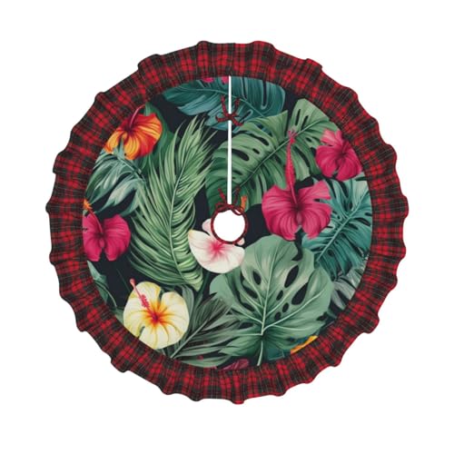 Hojas Tropicales y Flores Bedruckter Weihnachtsbaumrock, 121,9 cm, Weihnachtsbaum-Abdeckung, Matte, Dekoration, Bauernhaus, Baumröcke mit rotem Karomuster für Zuhause, Party, Urlaub, Dekoration Hojas Tropicales y Flores Bedruckter Weihnachtsbaumrock, 121,9 cm, Weihnachtsbaum-Abdeckung, Matte, Dekoration, Bauernhaus, Baumröcke mit rotem Karomuster für Zuhause, Party, Urlaub, Dekoration von DCARSETCV