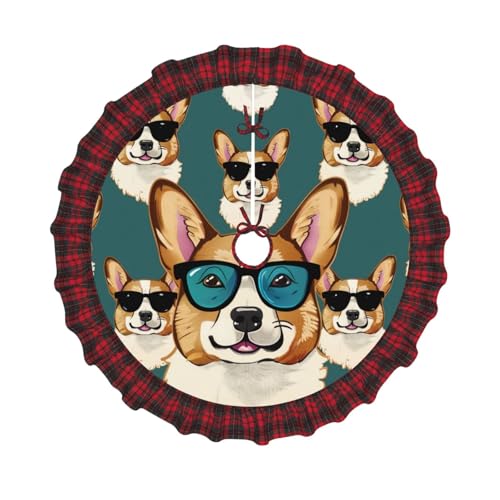 Niedliche Corgi-Brille und Schnurrbärte bedruckter Weihnachtsbaumrock 121,9 cm Weihnachtsbaum-Abdeckung Matte Dekor Bauernhaus Baumröcke mit roten Karo-Dekorationen für Zuhause, Party, Urlaub Dekor Niedliche Corgi-Brille und Schnurrbärte bedruckter Weihnachtsbaumrock 121,9 cm Weihnachtsbaum-Abdeckung Matte Dekor Bauernhaus Baumröcke mit roten Karo-Dekorationen für Zuhause, Party, Urlaub Dekor von DCARSETCV