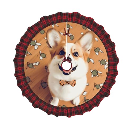 Niedlicher Corgi bedruckter Weihnachtsbaumrock, 121,9 cm, Weihnachtsbaum-Abdeckung, Matte, Dekoration, Bauernhaus-Baumröcke mit roten Karo-Dekorationen für Zuhause, Party, Urlaub, Dekoration Niedlicher Corgi bedruckter Weihnachtsbaumrock, 121,9 cm, Weihnachtsbaum-Abdeckung, Matte, Dekoration, Bauernhaus-Baumröcke mit roten Karo-Dekorationen für Zuhause, Party, Urlaub, Dekoration von DCARSETCV
