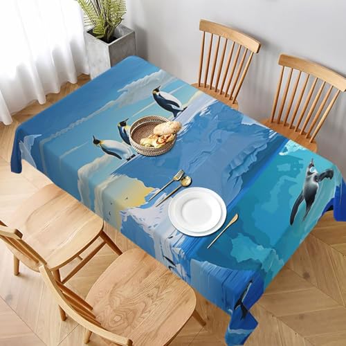 Rechteckige Tischdecke, Motiv: Pinguine auf dem Eisberg, bedruckt, 228 x 152 cm, waschbare Tischdecke für Küche, Esszimmer, Dekoration, Hochzeitsfeiern Rechteckige Tischdecke, Motiv: Pinguine auf dem Eisberg, bedruckt, 228 x 152 cm, waschbare Tischdecke für Küche, Esszimmer, Dekoration, Hochzeitsfeiern von DCARSETCV