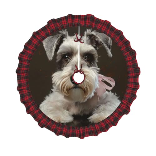 Schnauzer bedruckter Weihnachtsbaumrock, 121,9 cm, Weihnachtsbaum-Abdeckung, Matte, Dekoration, Bauernhaus-Baumröcke mit roten Karo-Dekorationen für Zuhause, Party, Urlaub, Dekoration Schnauzer bedruckter Weihnachtsbaumrock, 121,9 cm, Weihnachtsbaum-Abdeckung, Matte, Dekoration, Bauernhaus-Baumröcke mit roten Karo-Dekorationen für Zuhause, Party, Urlaub, Dekoration von DCARSETCV