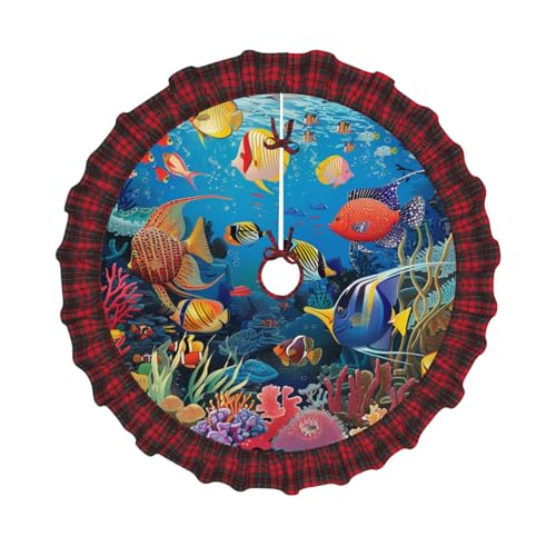 The Underwater World Weihnachtsbaumrock mit tropischen Fischen, bedruckt, 121,9 cm, Weihnachtsbaum-Dekoration, Bauernhaus-Baumröcke mit roten Karo-Dekorationen für Zuhause, Party, Urlaub, Dekoration The Underwater World Weihnachtsbaumrock mit tropischen Fischen, bedruckt, 121,9 cm, Weihnachtsbaum-Dekoration, Bauernhaus-Baumröcke mit roten Karo-Dekorationen für Zuhause, Party, Urlaub, Dekoration von DCARSETCV