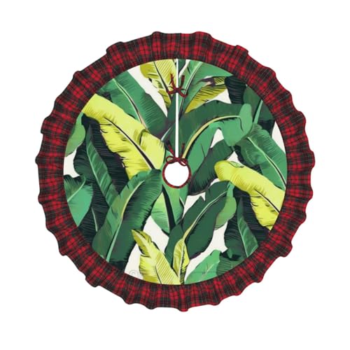 Tropische Bananenpalmenblätter, bedruckter Weihnachtsbaumrock, 121,9 cm, Weihnachtsbaum-Abdeckung, Matte, Dekoration, Bauernhaus-Baumröcke mit roten Karo-Dekorationen für Zuhause, Party, Urlaub Tropische Bananenpalmenblätter, bedruckter Weihnachtsbaumrock, 121,9 cm, Weihnachtsbaum-Abdeckung, Matte, Dekoration, Bauernhaus-Baumröcke mit roten Karo-Dekorationen für Zuhause, Party, Urlaub von DCARSETCV