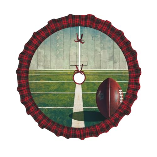 Weihnachtsbaum-Rock mit US-Fußball-Motiv, bedruckt, 121,9 cm, Weihnachtsbaum-Abdeckung, Matte, Dekoration, Bauernhaus, Baumröcke mit rotem Karomuster, Dekoration für Zuhause, Party, Urlaub Weihnachtsbaum-Rock mit US-Fußball-Motiv, bedruckt, 121,9 cm, Weihnachtsbaum-Abdeckung, Matte, Dekoration, Bauernhaus, Baumröcke mit rotem Karomuster, Dekoration für Zuhause, Party, Urlaub von DCARSETCV