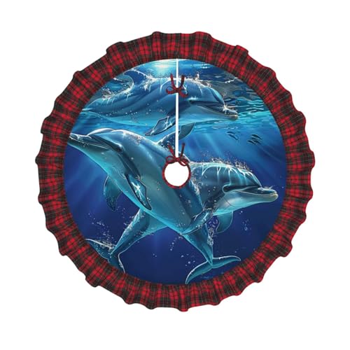 Weihnachtsbaumdecke mit Delfinen, bedruckt, 121,9 cm, Dekoration für Weihnachtsbaum, Bauernhaus, Baumröcke mit rotem Karomuster, Dekoration für Zuhause, Party, Urlaub Weihnachtsbaumdecke mit Delfinen, bedruckt, 121,9 cm, Dekoration für Weihnachtsbaum, Bauernhaus, Baumröcke mit rotem Karomuster, Dekoration für Zuhause, Party, Urlaub von DCARSETCV