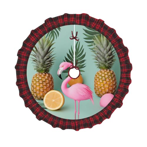 Weihnachtsbaumdecke mit Flamingo und Ananas, bedruckt, 121,9 cm, Dekoration für Weihnachtsbaum, Bauernhaus, Baumröcke mit rotem Karomuster, Dekoration für Zuhause, Party, Urlaub Weihnachtsbaumdecke mit Flamingo und Ananas, bedruckt, 121,9 cm, Dekoration für Weihnachtsbaum, Bauernhaus, Baumröcke mit rotem Karomuster, Dekoration für Zuhause, Party, Urlaub von DCARSETCV