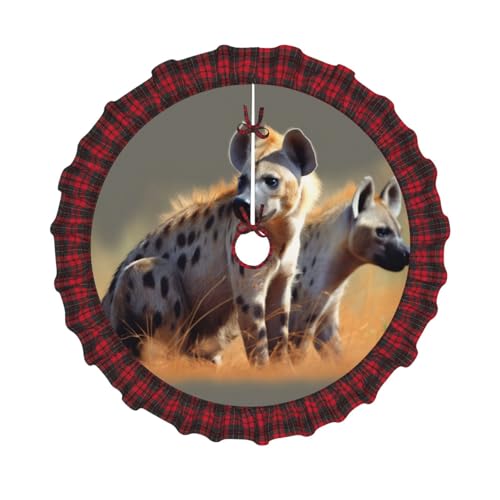 Weihnachtsbaumdecke mit Hyänen-Motiv, bedruckt, 121,9 cm, für Weihnachtsbäume, Dekoration, Bauernhaus-Baumröcke mit roten Karo-Dekorationen für Zuhause, Party, Urlaub, Dekoration Weihnachtsbaumdecke mit Hyänen-Motiv, bedruckt, 121,9 cm, für Weihnachtsbäume, Dekoration, Bauernhaus-Baumröcke mit roten Karo-Dekorationen für Zuhause, Party, Urlaub, Dekoration von DCARSETCV