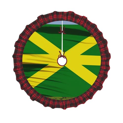 Weihnachtsbaumdecke mit Jamaika-Flagge, bedruckt, 121,9 cm, Weihnachtsbaum-Dekoration, Bauernhaus-Baumröcke mit roten Karo-Dekorationen für Zuhause, Party, Urlaub, Dekoration Weihnachtsbaumdecke mit Jamaika-Flagge, bedruckt, 121,9 cm, Weihnachtsbaum-Dekoration, Bauernhaus-Baumröcke mit roten Karo-Dekorationen für Zuhause, Party, Urlaub, Dekoration von DCARSETCV