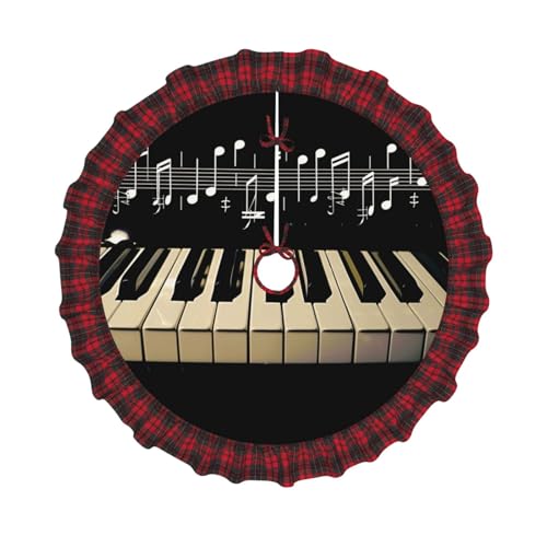 Weihnachtsbaumdecke mit Klaviertasten mit Musiknoten, bedruckt, 121,9 cm, Weihnachtsbaum-Abdeckung, Matte, Dekoration, Bauernhaus, Baumröcke mit rotem Karomuster, Dekoration für Zuhause, Party, Urlaub Weihnachtsbaumdecke mit Klaviertasten mit Musiknoten, bedruckt, 121,9 cm, Weihnachtsbaum-Abdeckung, Matte, Dekoration, Bauernhaus, Baumröcke mit rotem Karomuster, Dekoration für Zuhause, Party, Urlaub von DCARSETCV