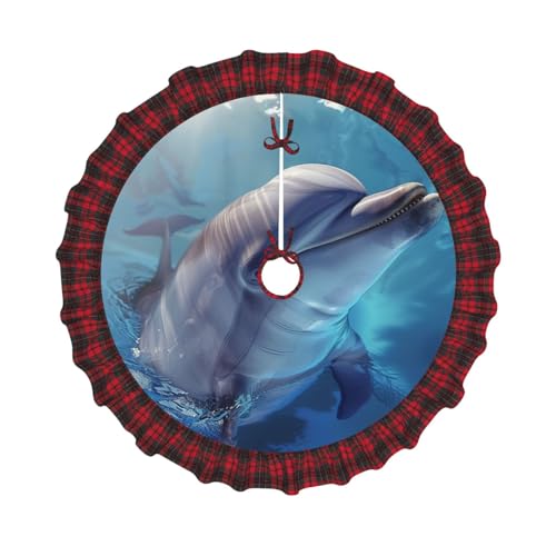 Weihnachtsbaumdecke mit Motiv "Winter der Delfin", 121,9 cm, Weihnachtsbaum-Dekoration, Bauernhaus-Baumröcke mit roten Karo-Dekorationen für Zuhause, Party, Urlaub, Dekoration Weihnachtsbaumdecke mit Motiv "Winter der Delfin", 121,9 cm, Weihnachtsbaum-Dekoration, Bauernhaus-Baumröcke mit roten Karo-Dekorationen für Zuhause, Party, Urlaub, Dekoration von DCARSETCV