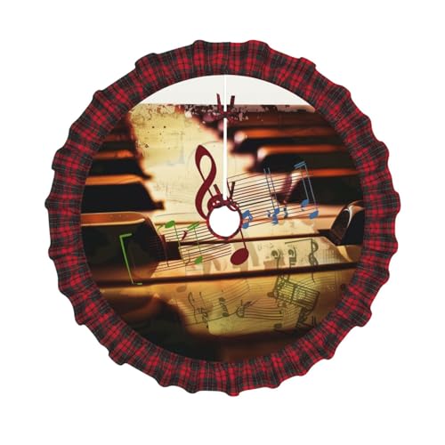 Weihnachtsbaumdecke mit Musikdruck, 121,9 cm, Dekoration für Weihnachtsbaum, Bauernhaus, mit roten Karomustern, Dekorationen für Zuhause, Party, Urlaub Weihnachtsbaumdecke mit Musikdruck, 121,9 cm, Dekoration für Weihnachtsbaum, Bauernhaus, mit roten Karomustern, Dekorationen für Zuhause, Party, Urlaub von DCARSETCV