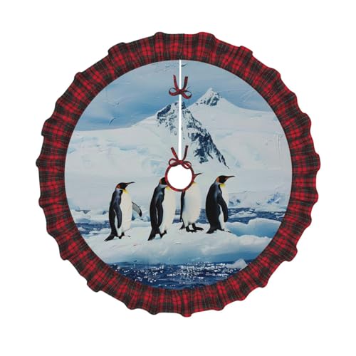 Weihnachtsbaumdecke mit Pinguine auf dem Eisberg, bedruckt, 121,9 cm, Dekoration für Weihnachtsbaum, Bauernhaus, Baumröcke mit rotem Karomuster, Dekoration für Zuhause, Party, Urlaub Weihnachtsbaumdecke mit Pinguine auf dem Eisberg, bedruckt, 121,9 cm, Dekoration für Weihnachtsbaum, Bauernhaus, Baumröcke mit rotem Karomuster, Dekoration für Zuhause, Party, Urlaub von DCARSETCV